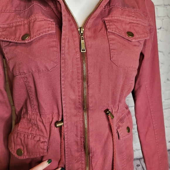 LA Hearts Dusty Maroon Zip-Front Utility Jacket - Size M - Picture 3 of 13